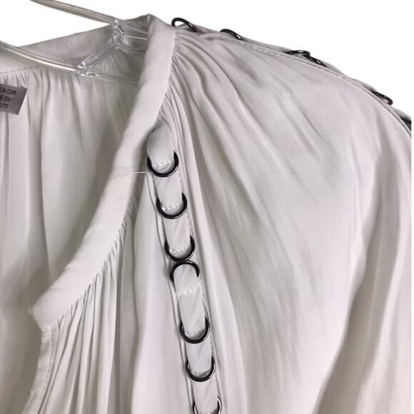 Ramy Brook Sheila Hoop-Hardware Top Wmns XS Ruffle Long Sleeve Peasant - Picture 5 of 10